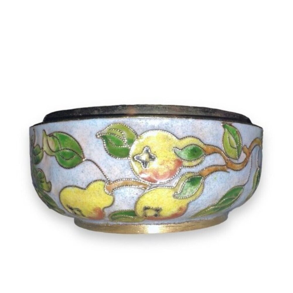 Vintage Nyco Cloisonné Enamel Pear Trinket Bowl Candy Herb Dish Rare Htf